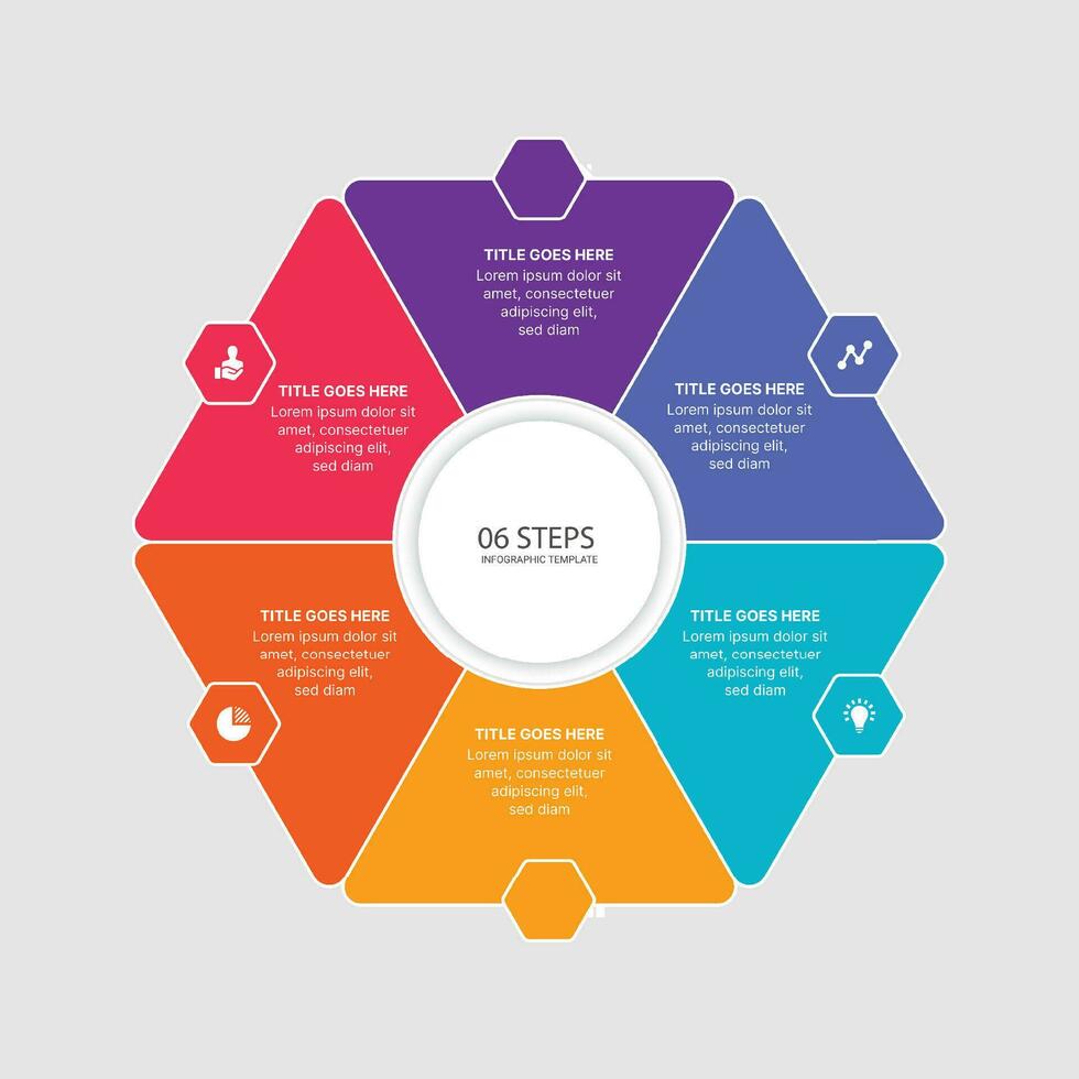 cercle rond cycle affaires infographie conception modèle avec 6 les options vecteur