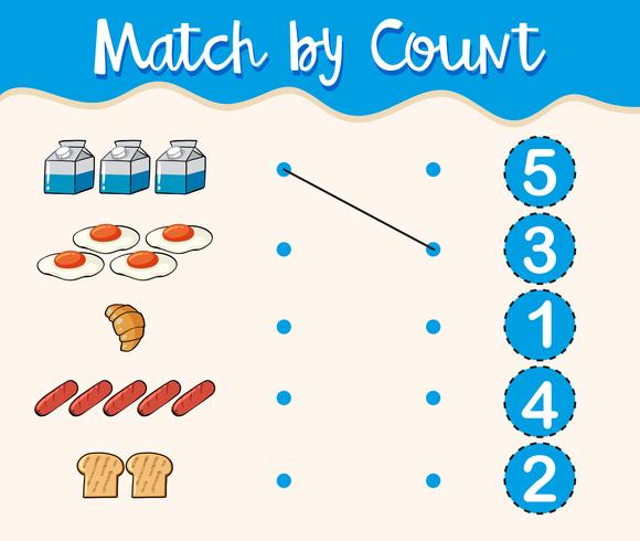 Match par nombre avec différents types d&#39;aliments vecteur