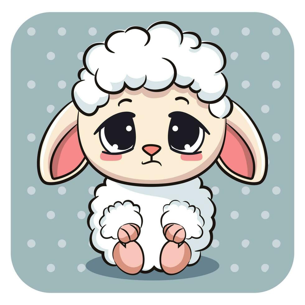 mignonne triste bébé mouton dans dessin animé style. vecteur