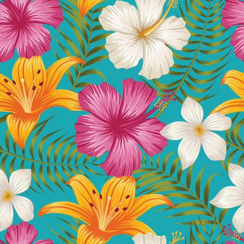 motif floral sans couture avec des feuilles. fond tropical vecteur