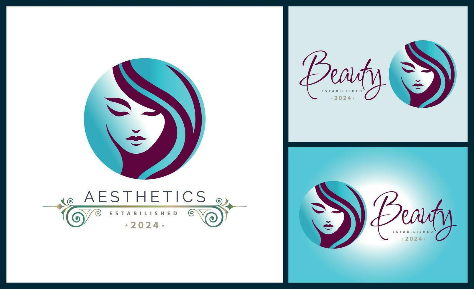 femme visage tête beauté esthétique salon spa logo modèle conception pour marque ou entreprise vecteur