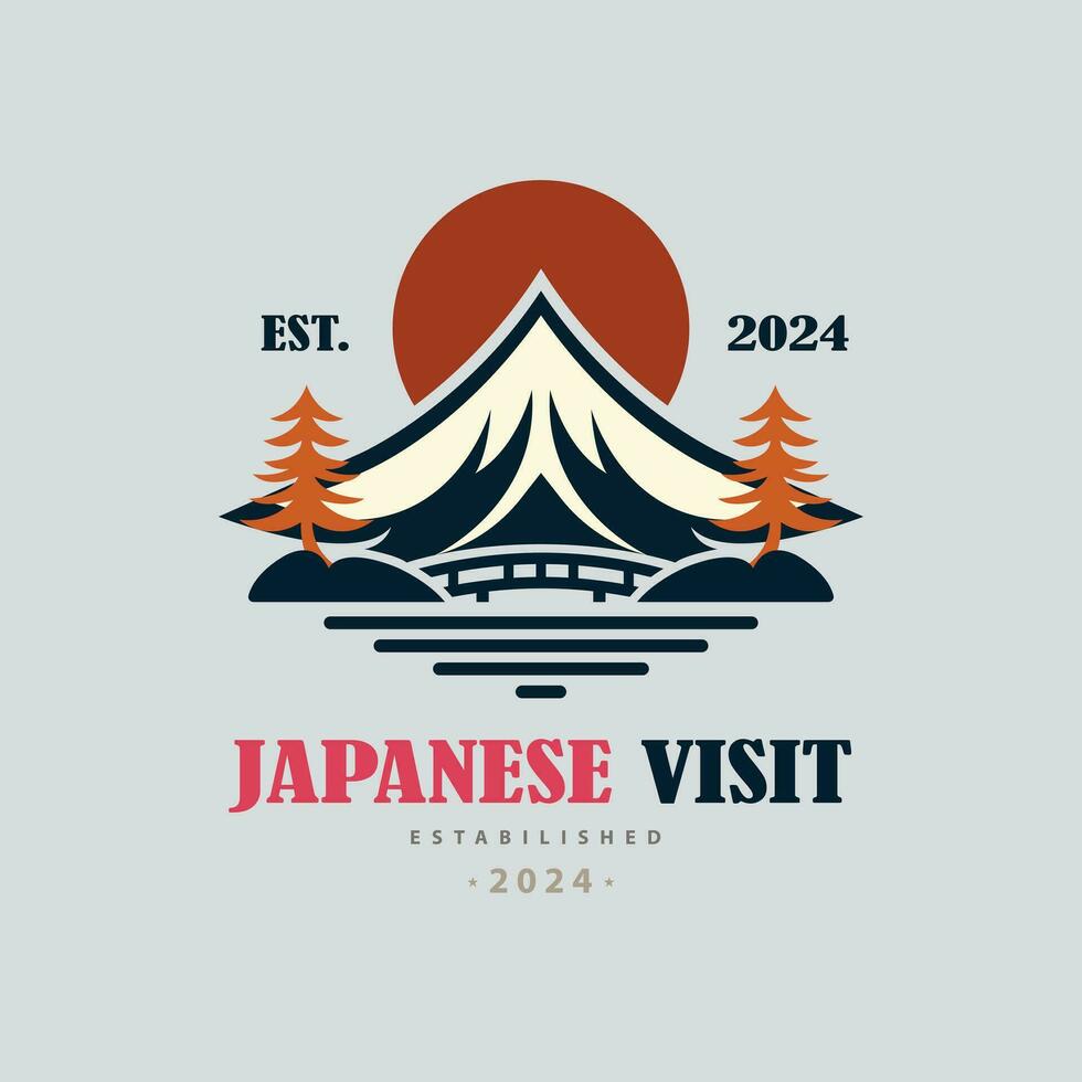 Japon visite Montagne lever du soleil logo modèle conception pour marque ou entreprise et autre vecteur