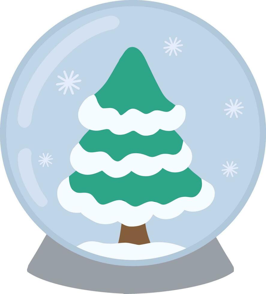 une neige globe, à l'intérieur une Noël arbre et flocons de neige. Noël décoration. vecteur illustration de une cristal neige globe avec une Noël arbre à l'intérieur. une de fête illustration.