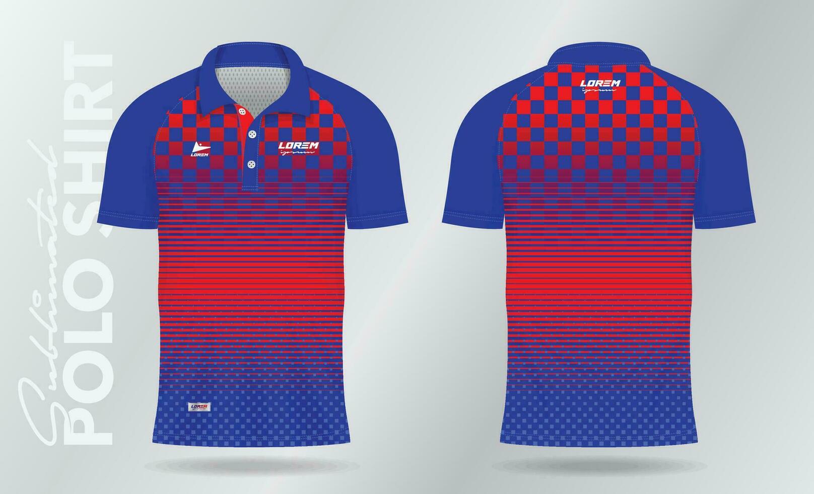 rouge et bleu sublimation polo sport Jersey maquette modèle conception vecteur