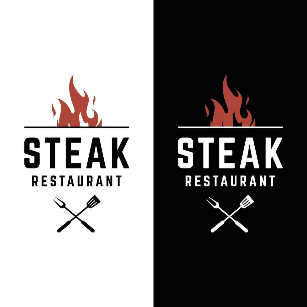 rétro ancien steak maison logo conception. logo pour entreprise, restaurant, étiqueter, badge. avec qualité Viande. vecteur