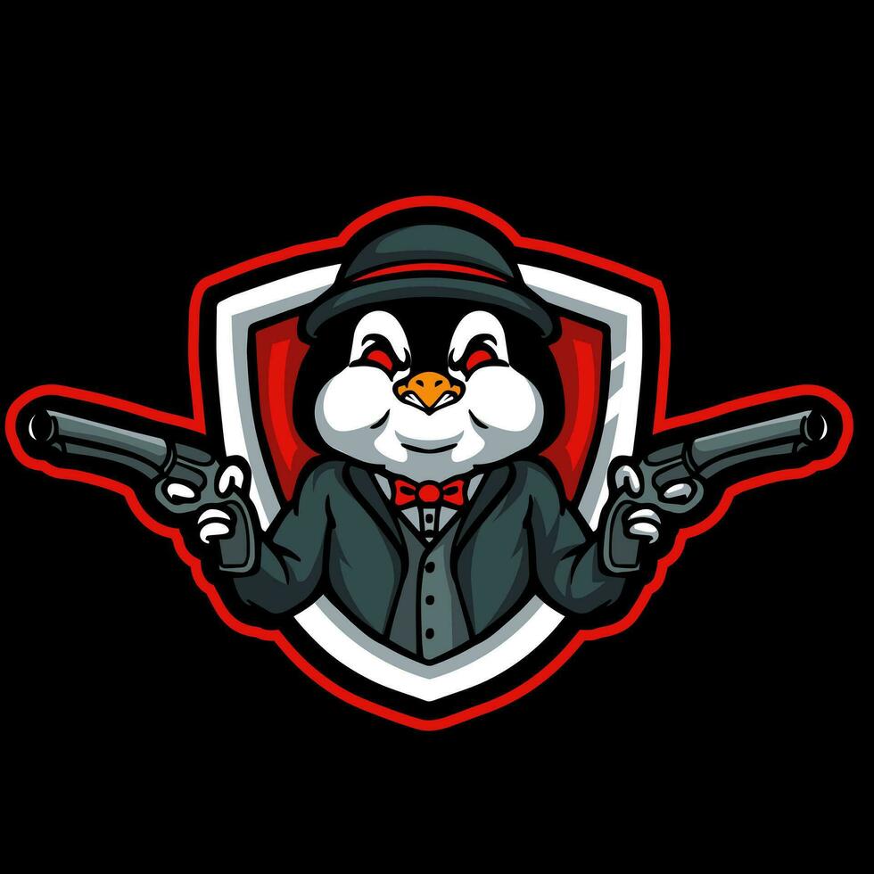 de base RVBpingouin mafia mascotte esport logo conception vecteur