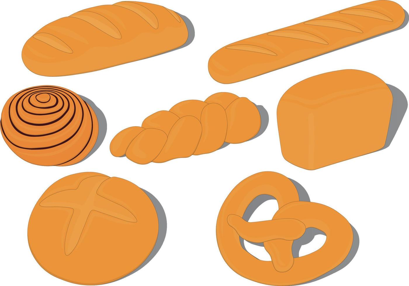 illustration vectorielle de collection de types de pain et de boulangerie vecteur