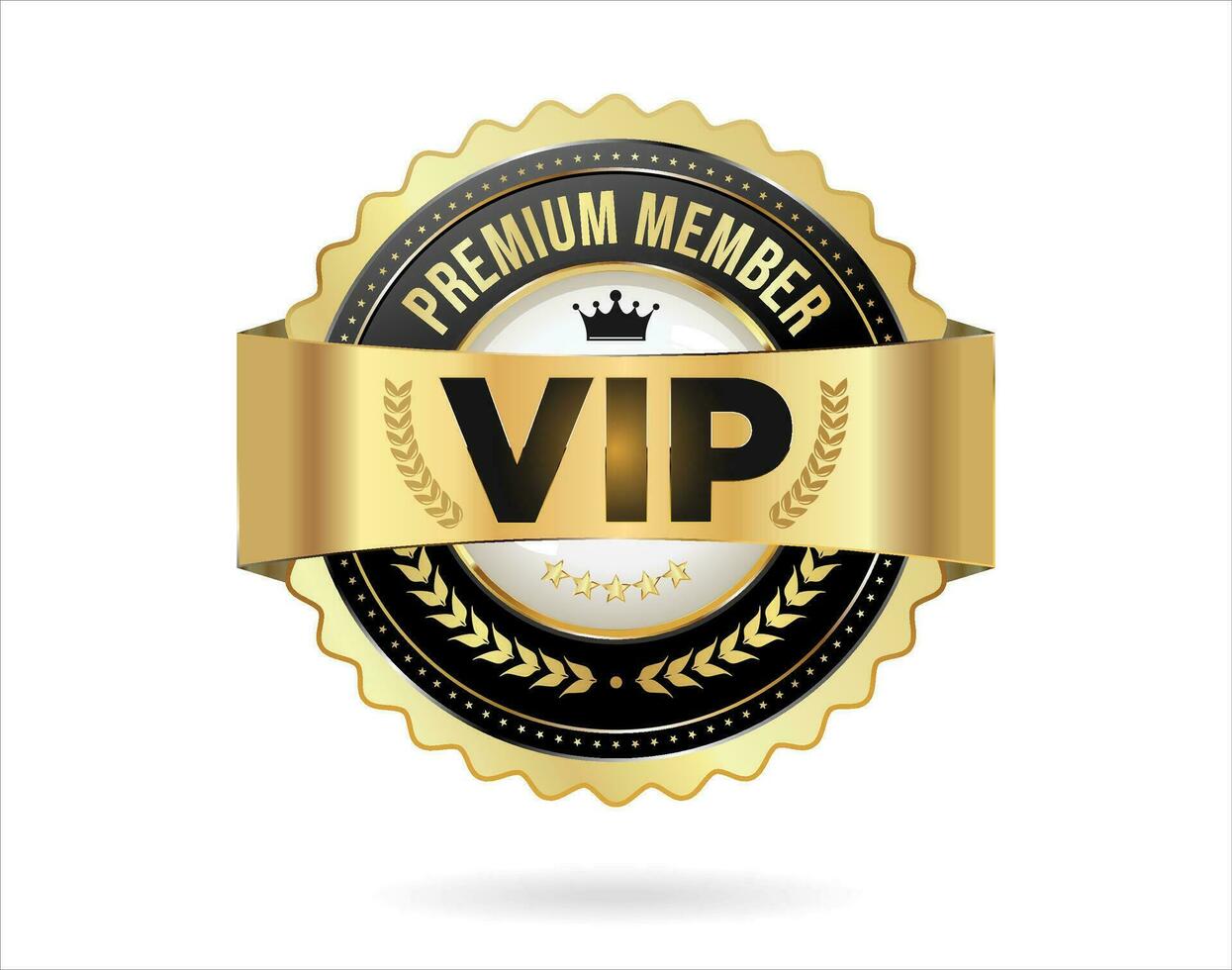 badge d'or d'adhésion premium vip sur fond blanc vecteur