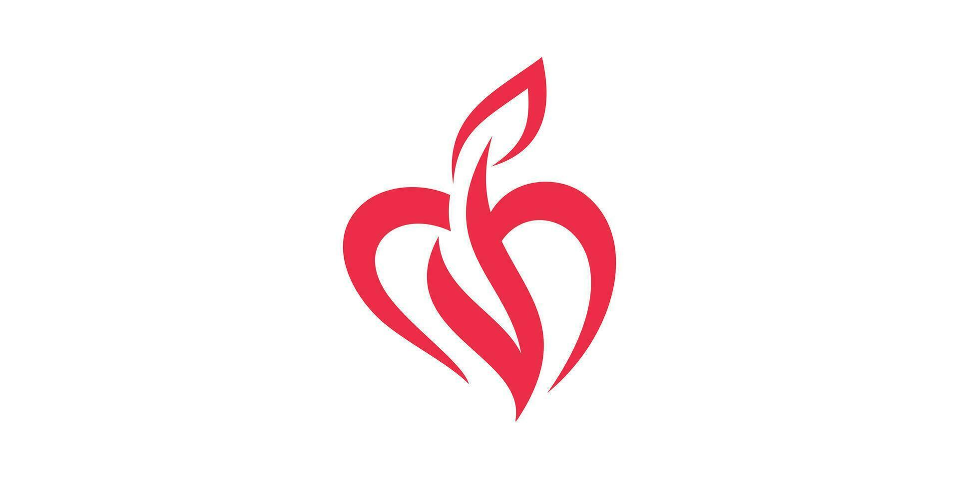 logo conception combinaison de l'amour forme avec feu, icône, vecteur, symbole. vecteur