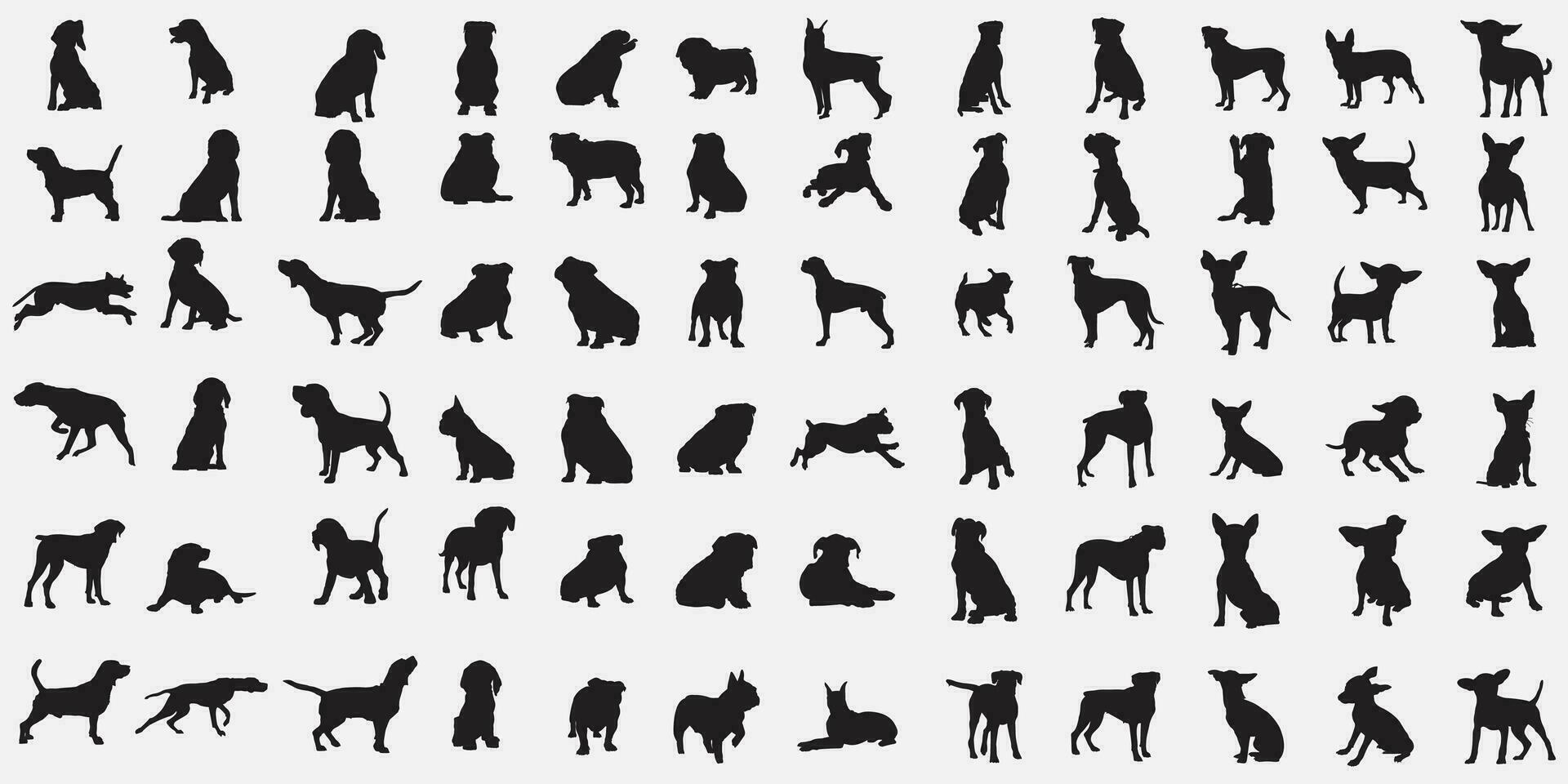 jeu de silhouettes de chien vecteur