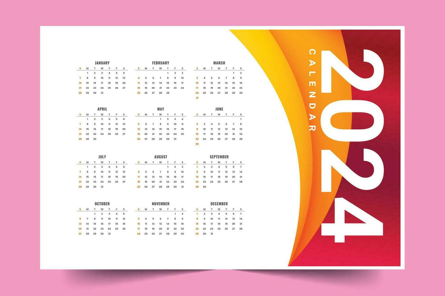 abstrait content Nouveau année mensuel 2024 calendrier modèle conception vecteur