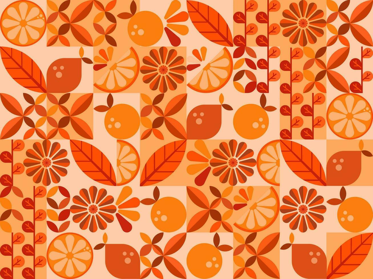 géométrique formes avec des oranges et fleurs pour Contexte dans l'automne vecteur