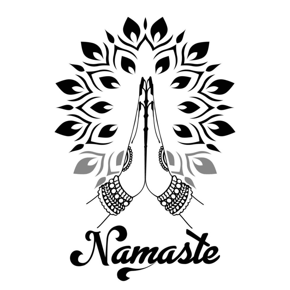 vecteur main tiré namaste geste