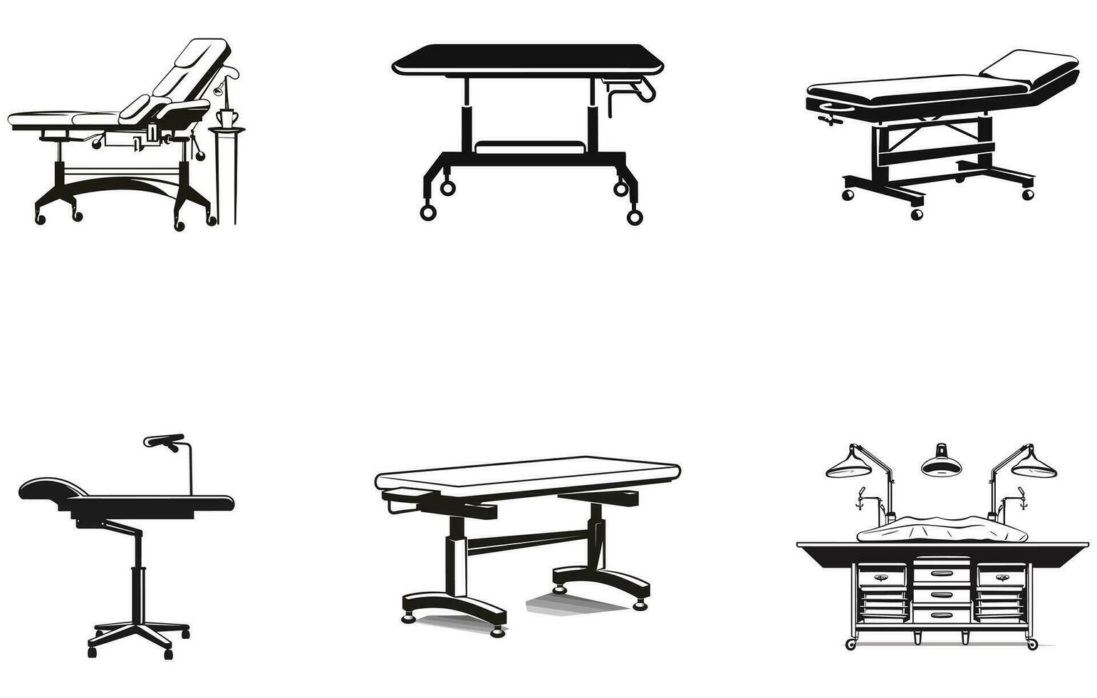 médical table silhouette, médical table vecteur silhouette