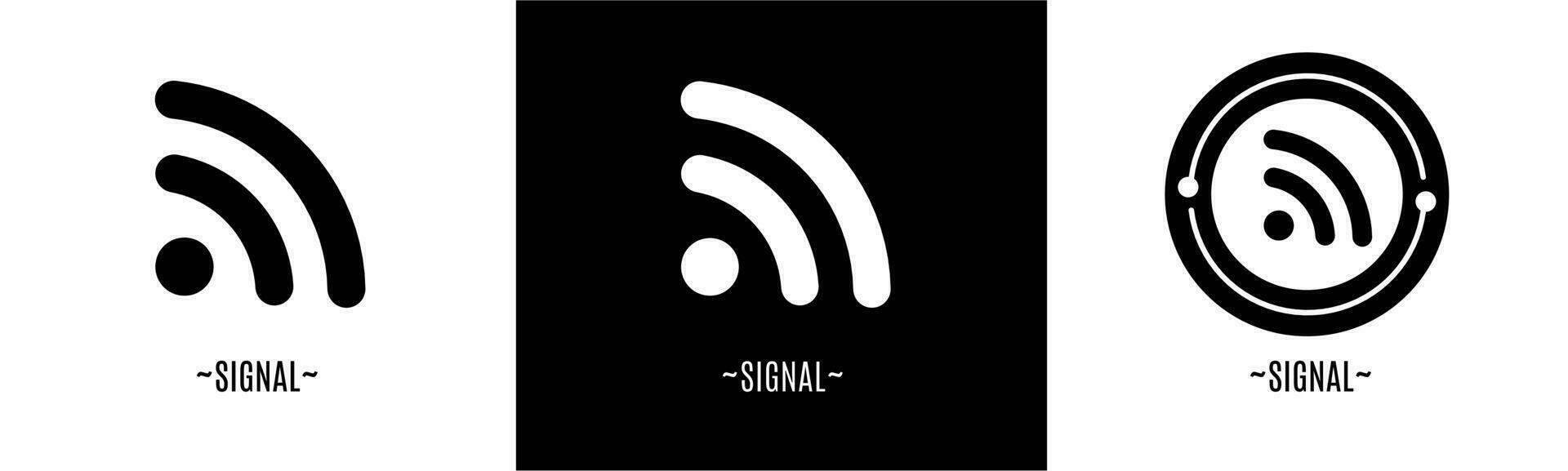 signal logo ensemble. collection de noir et blanc logos. Stock vecteur. vecteur