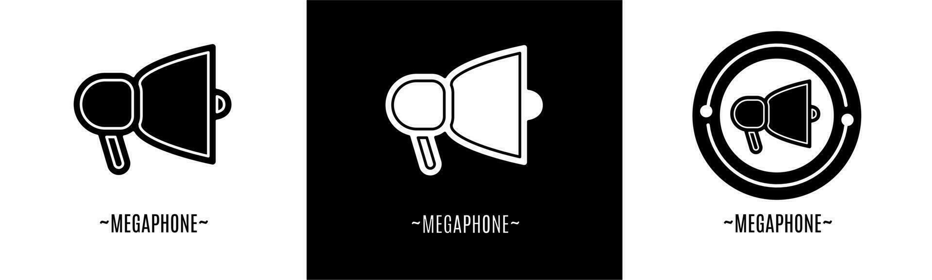 mégaphone logo ensemble. collection de noir et blanc logos. Stock vecteur. vecteur