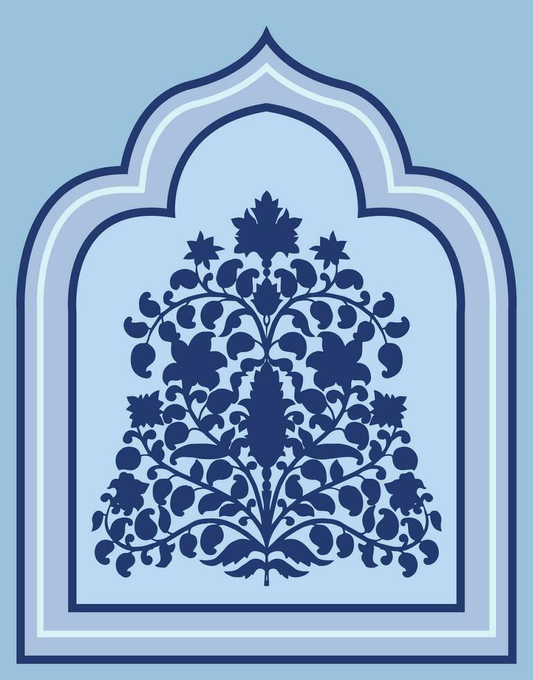 Mughal silhouette illustration pour mur peinture. floral, ethnique, coloré en tissu imprimer. textile illustration, mode, impression, fond d'écran, et décoration. ethnique motifs pour textile impressions. vecteur