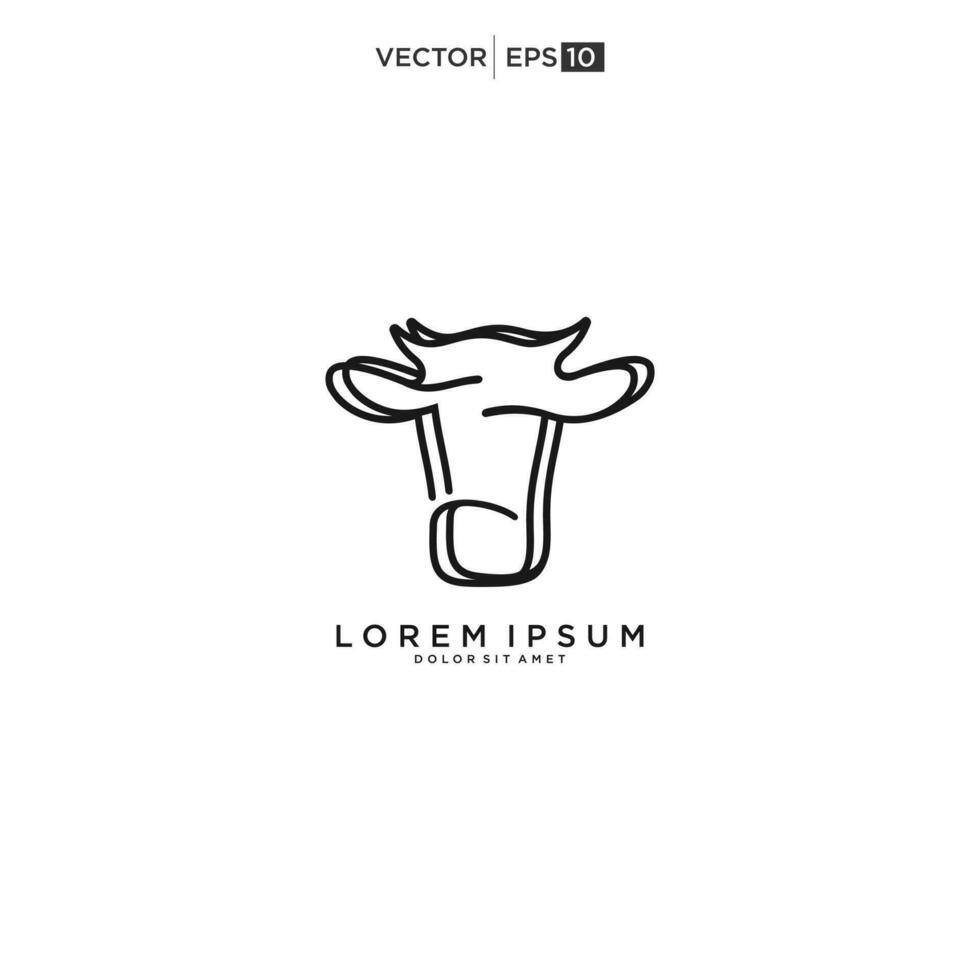 vache logo conception, vache diriger, vache affronter, ligne art, monoline vecteur