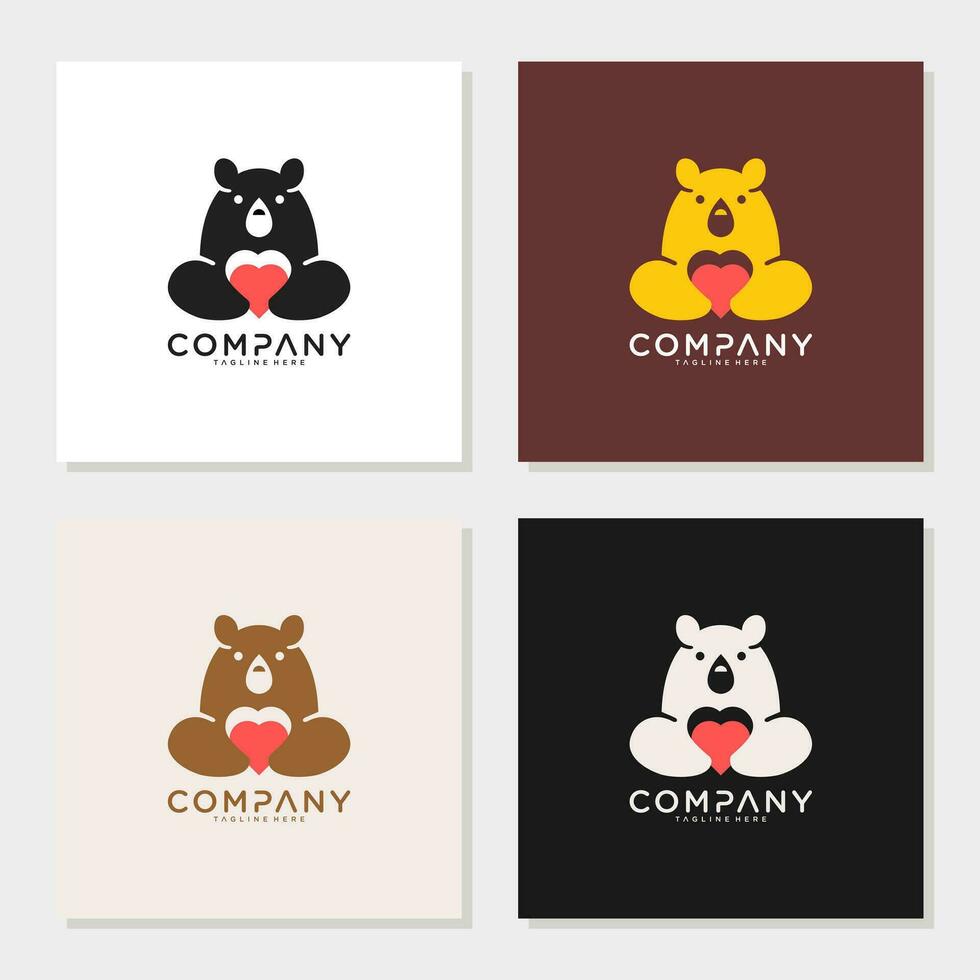 ours l'amour logo conception vecteur icône illustration