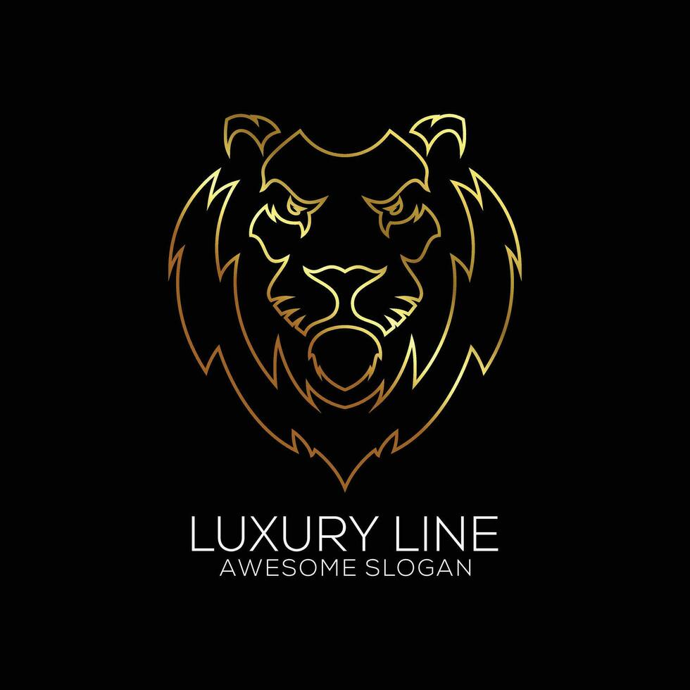 Lion tête logo conception luxe ligne vecteur