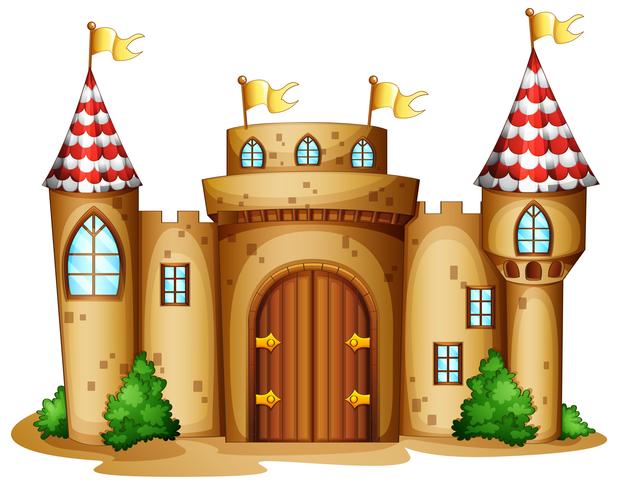Un château avec quatre bannières vecteur