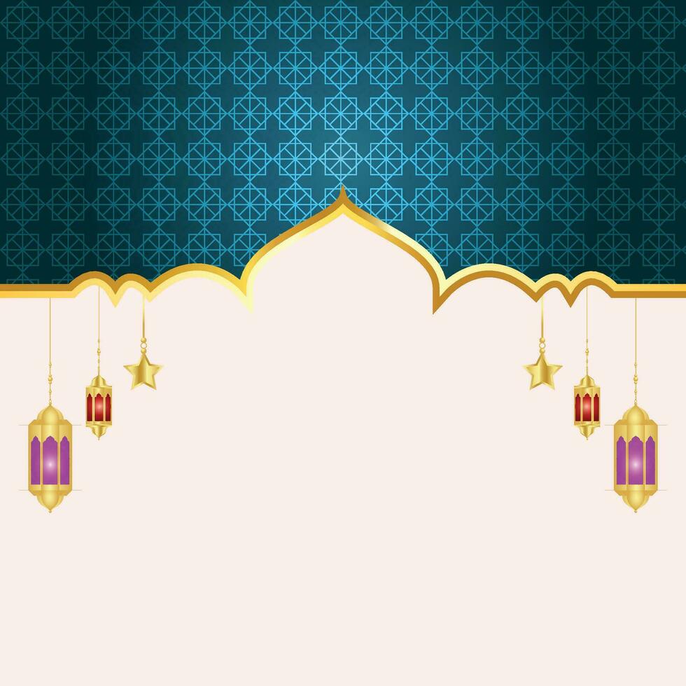 Meraj ONU nabi islamique Cadre avec lanterne Ramadan kareem arabe frontière prospectus affiche conception vecteur