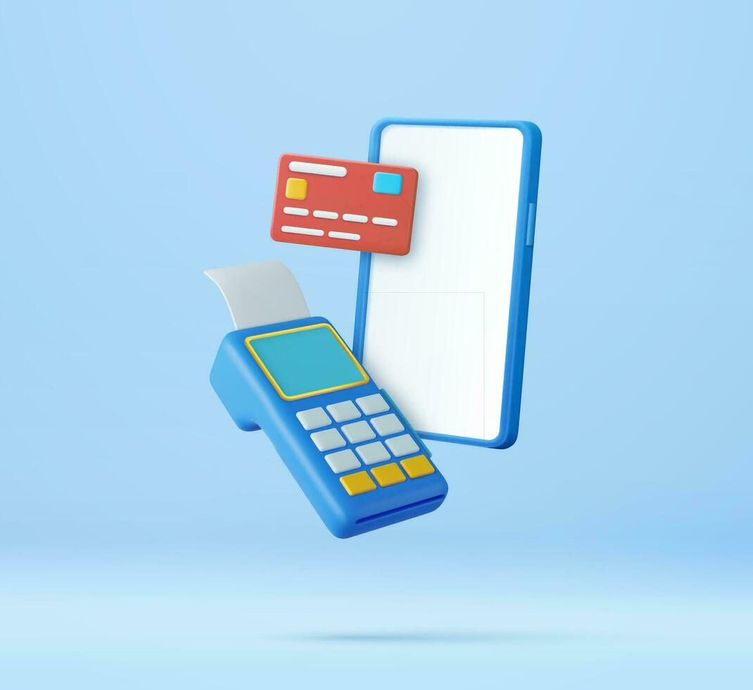 3d mobile Paiement avec pos Terminal, vecteur