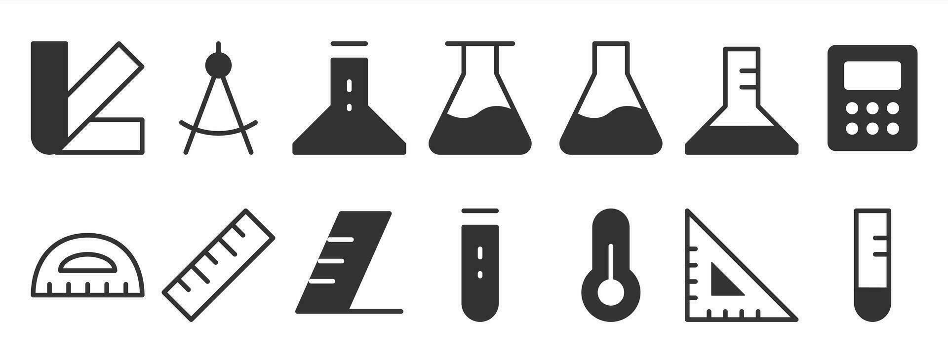 la mesure, mesure outils ensemble icône vecteur