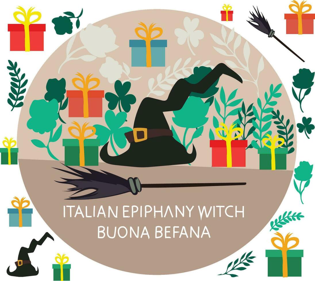 italien Épiphanie sorcière buona befana vecteur