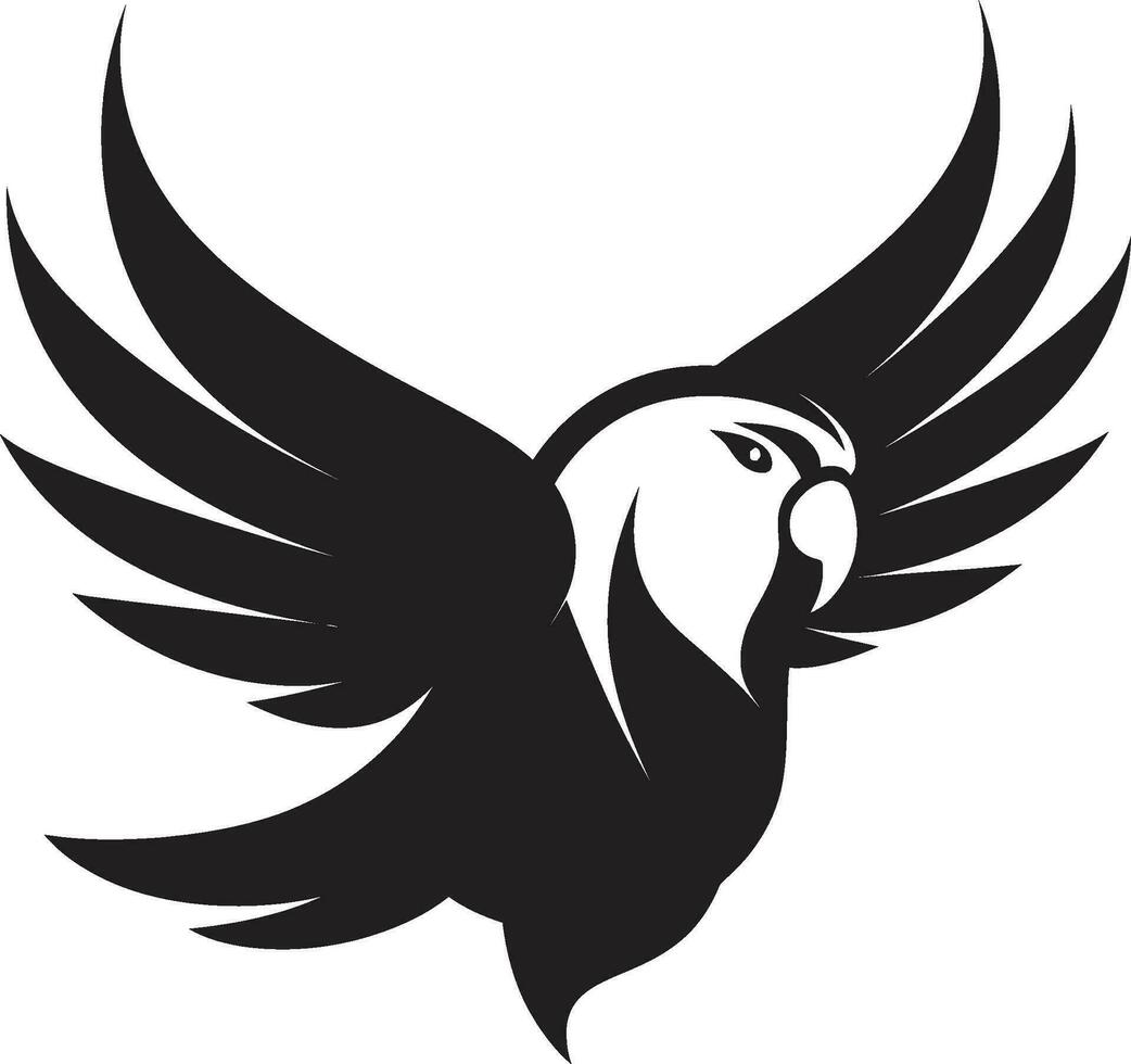 perroquet majesté déchaîné iconique emblème conception capricieux aviaire la grâce vecteur logo icône