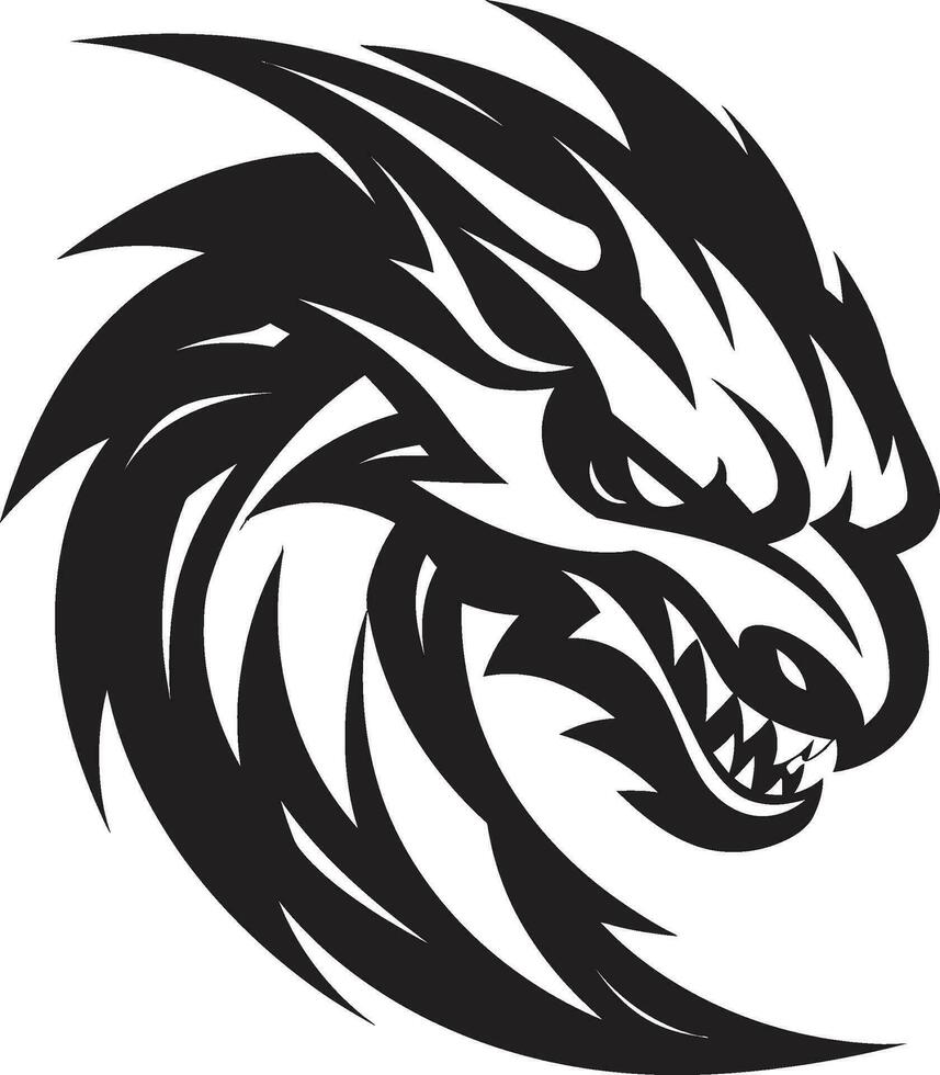 enveloppé énigme dragon icône conception épique wyrm noir vecteur dragon symbole