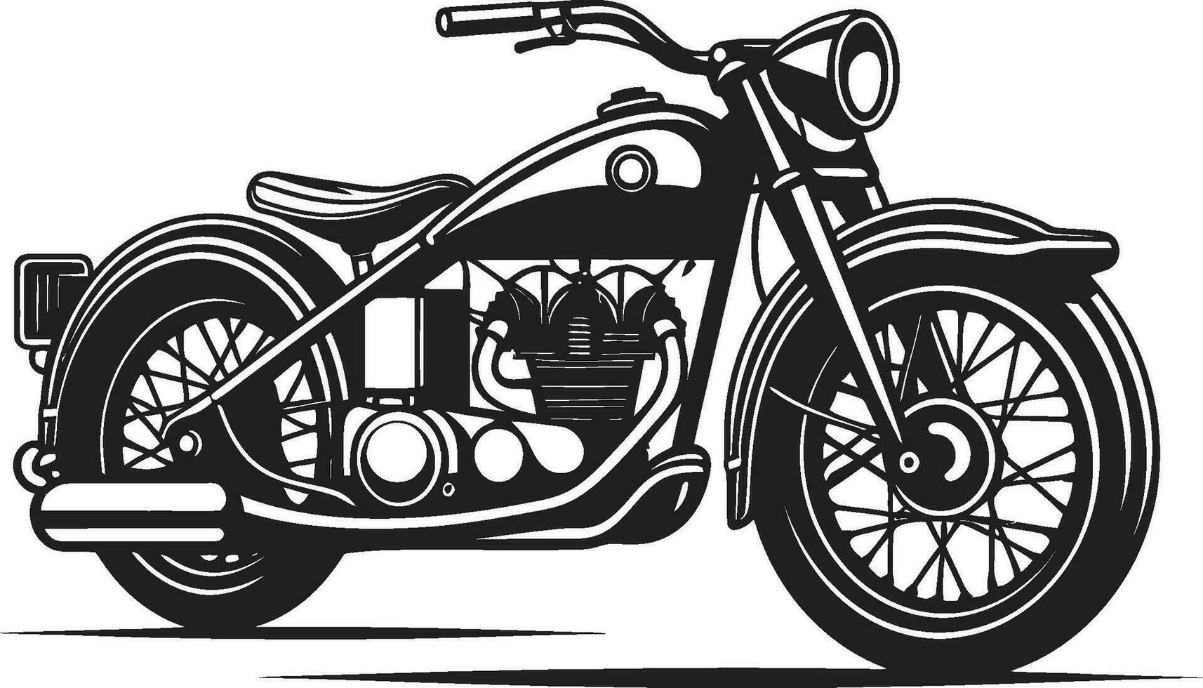 rétro balade ancien moto emblème classique croiseur moto icône vecteur