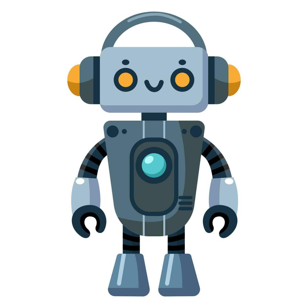 gris robot avec écouteurs vecteur