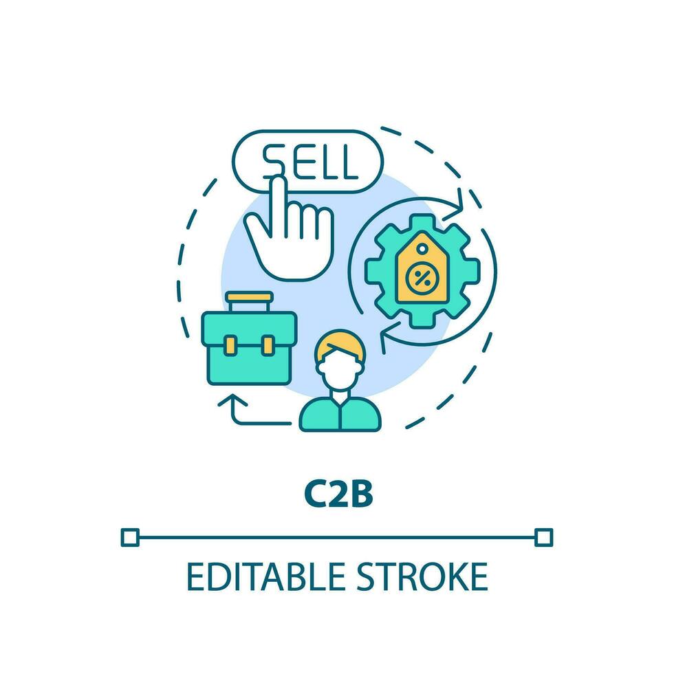 2d modifiable multicolore icône c2b concept, Facile isolé vecteur, c2c mince ligne illustration. vecteur