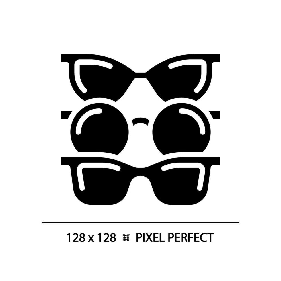 2d pixel parfait glyphe style divers lunettes icône, isolé Facile vecteur, silhouette illustration représentant œil se soucier. vecteur