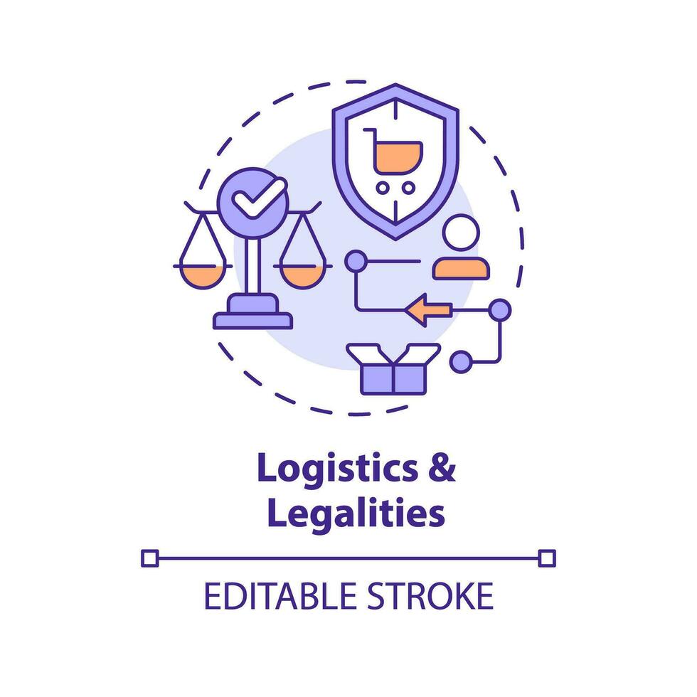 2d modifiable multicolore icône logistique et légalités concept, Facile isolé vecteur, c2c mince ligne illustration. vecteur