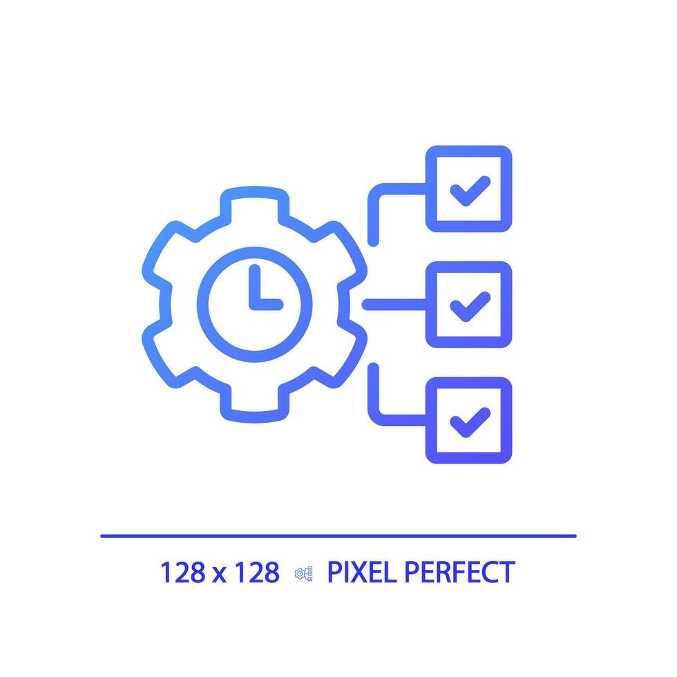 2d pixel parfait pente temps la gestion icône, isolé vecteur, mince ligne violet illustration représentant doux compétences. vecteur