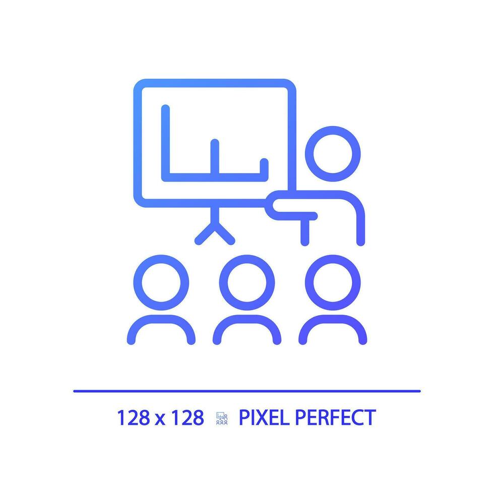 2d pixel parfait pente Publique Parlant icône, isolé vecteur, mince ligne violet illustration représentant doux compétences. vecteur