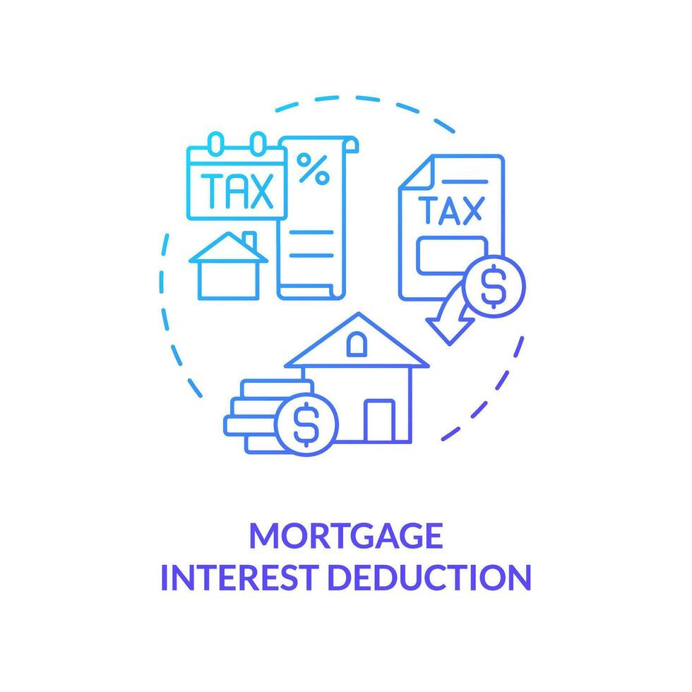 hypothèque l'intérêt déduction bleu pente concept icône. spécial financier avantage pour contribuable. impôt relief. rond forme ligne illustration. abstrait idée. graphique conception. facile à utilisation dans Blog Publier vecteur