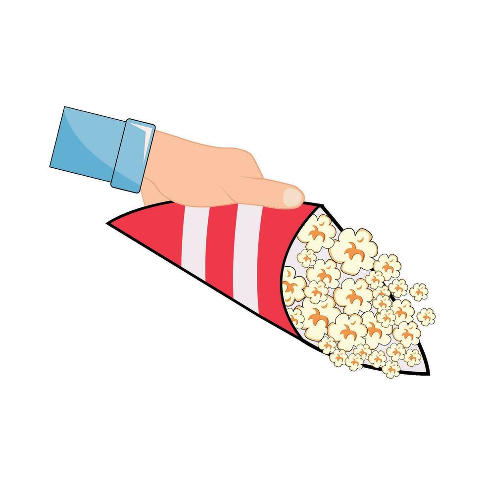 pop corn dans main illustration vecteur