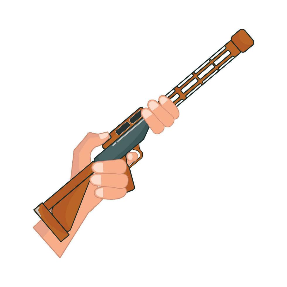 fusil à pompe dans main illustration vecteur