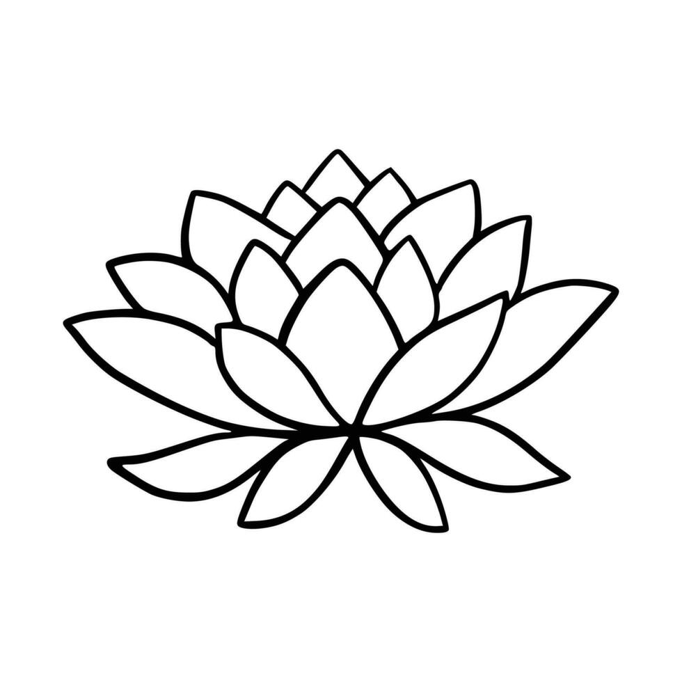 Facile lotus fleur ligne dessin contour isolé dans blanc Contexte. lotus fleur symbole Icônes. vecteur illustration concept de abstrait lotus fleur