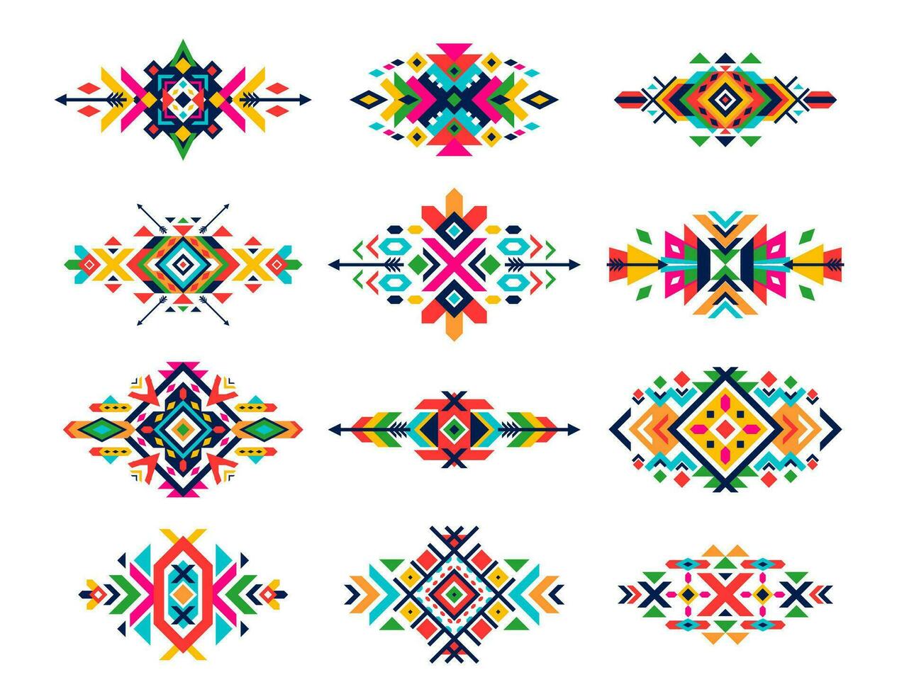 mexicain tribal motifs. ethnique motif ornement vecteur