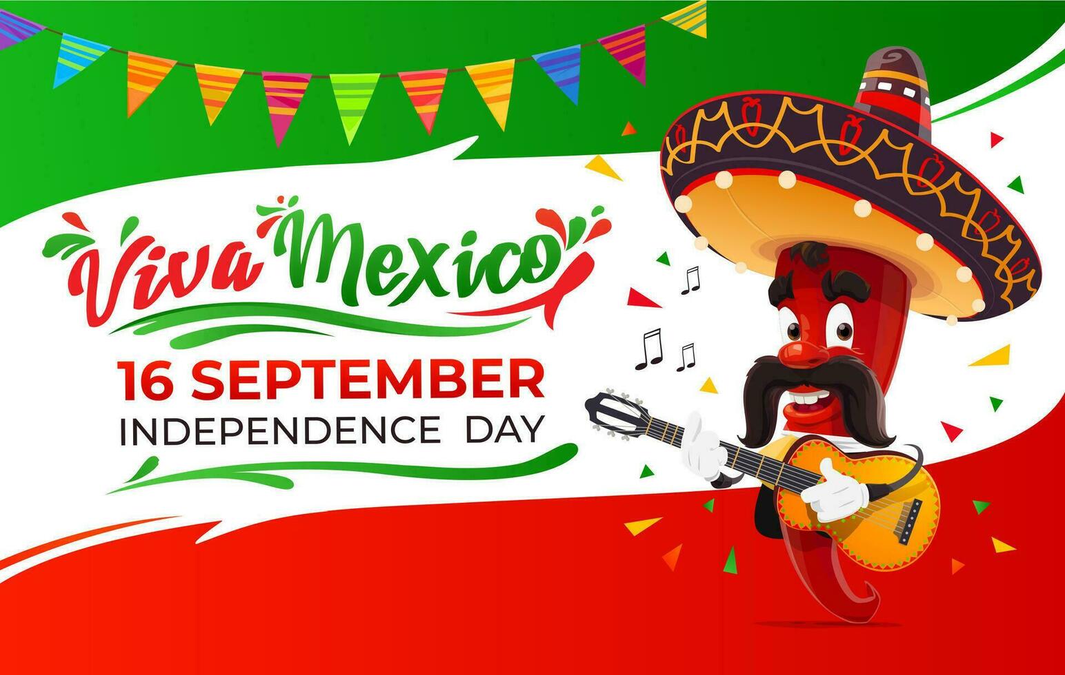 viva Mexique, nationale indépendance journée bannière vecteur