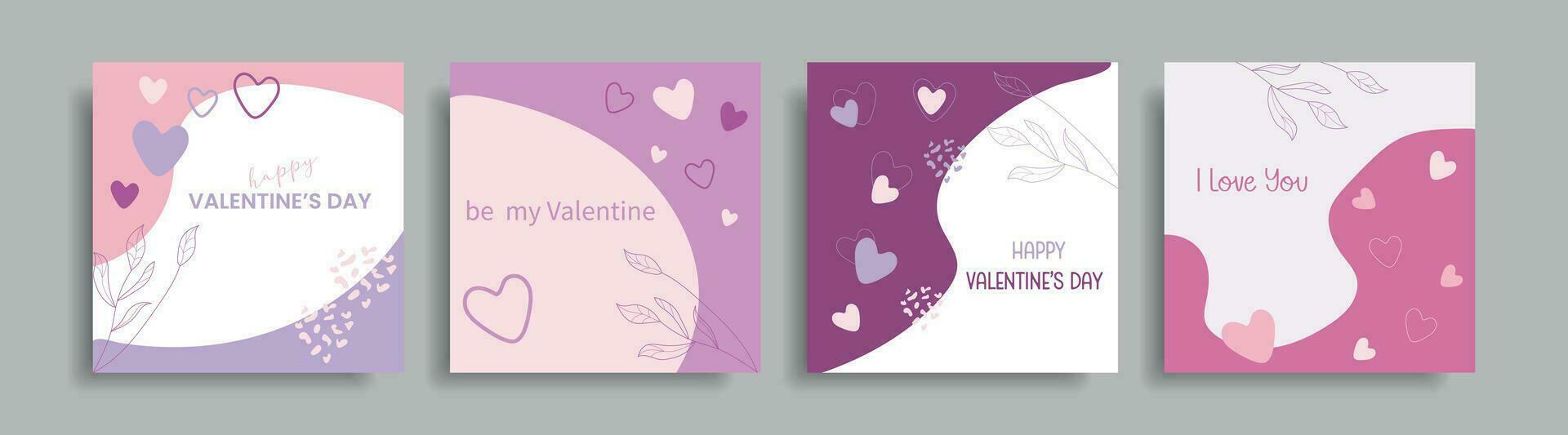 ensemble de mignonne Valentin cartes. cartes postales avec toutes nos félicitations pour la Saint-Valentin journée. endroit pour texte. vecteur