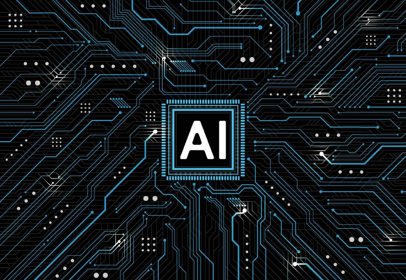 chipset d'intelligence artificielle sur circuit imprimé dans des illustrations de technologie concept futuriste pour le web, bannière, carte, couverture. illustration vectorielle vecteur