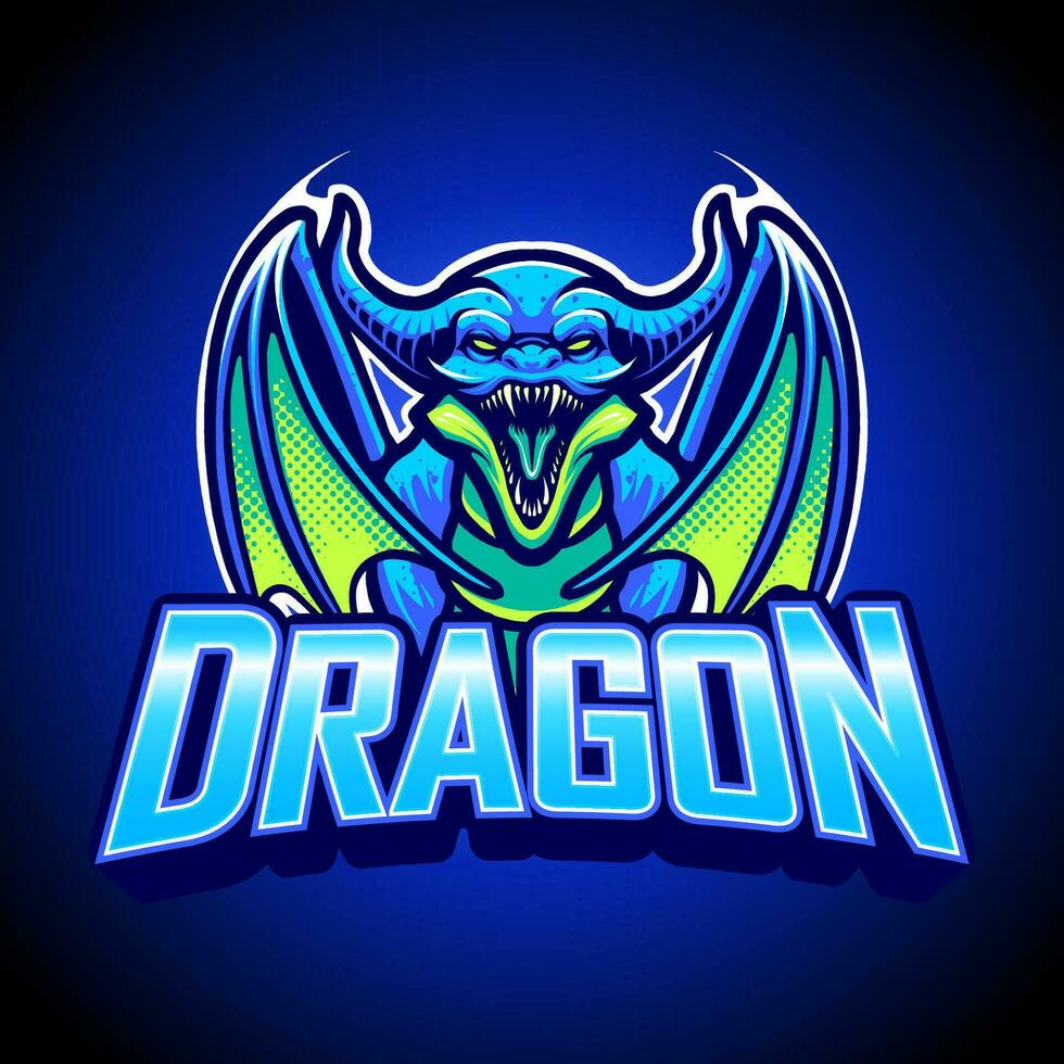 le bleu dragon esport logo vecteur