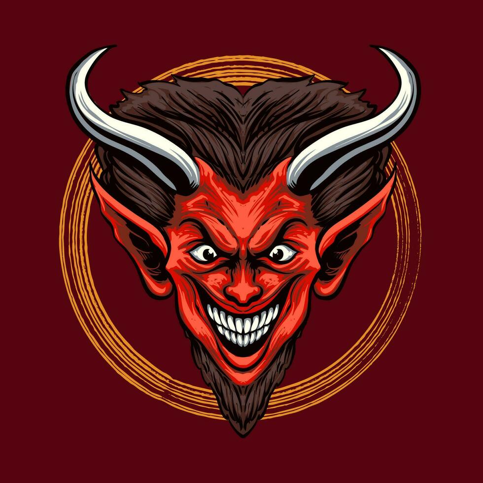 illustration vectorielle tête de diable rouge vecteur