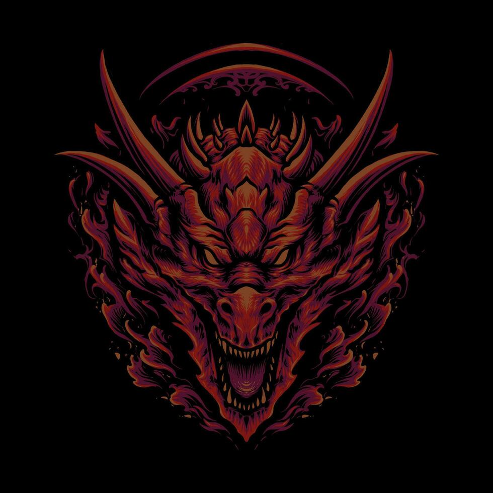 rouge dragon tête illustration vecteur