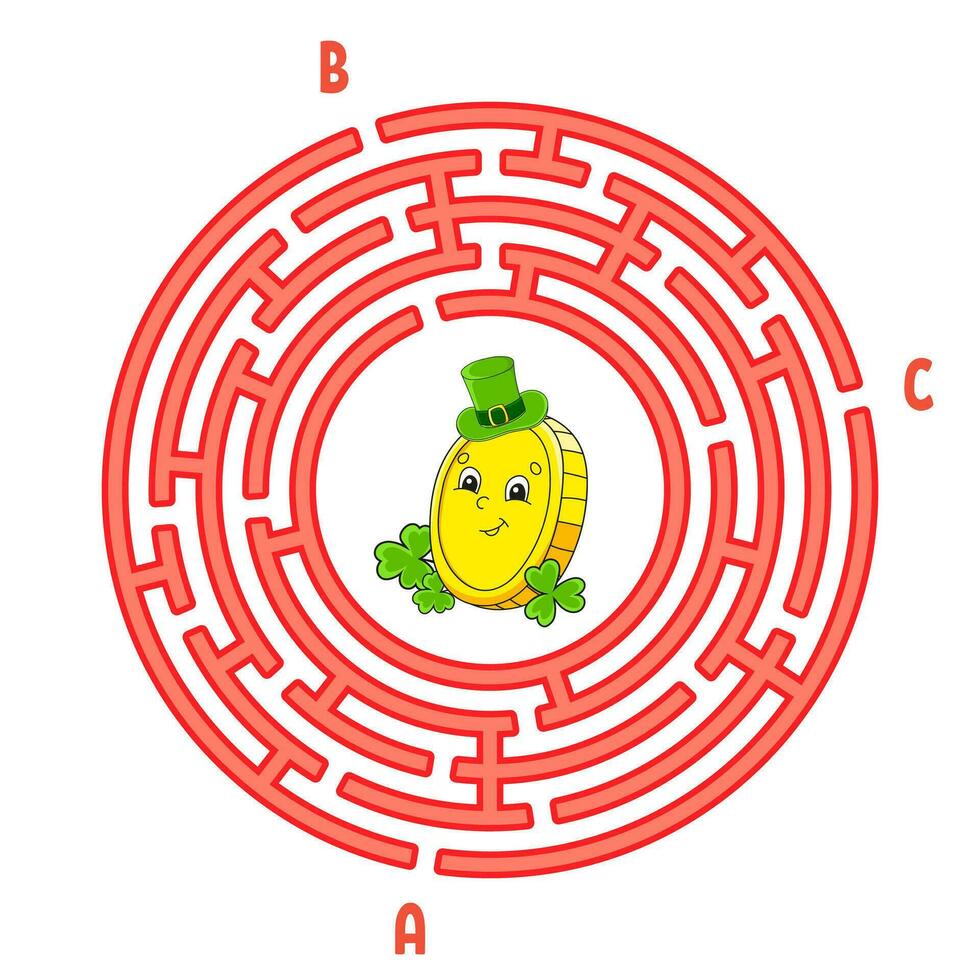 cercle Labyrinthe. Jeu pour enfants. puzzle pour les enfants. rond labyrinthe énigme. trouver le droite chemin. éducation feuille de travail. vecteur illustration.